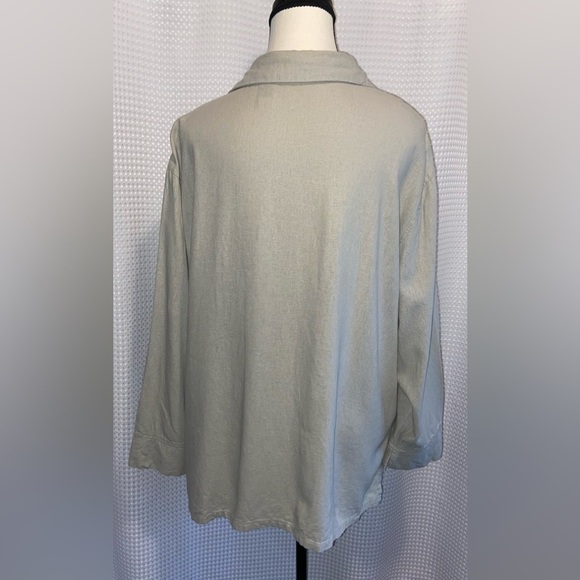 Women’s FRENCH LAUNDRY oatmeal‎ linen blend buttoned shirt size XL - Picture 13 of 15